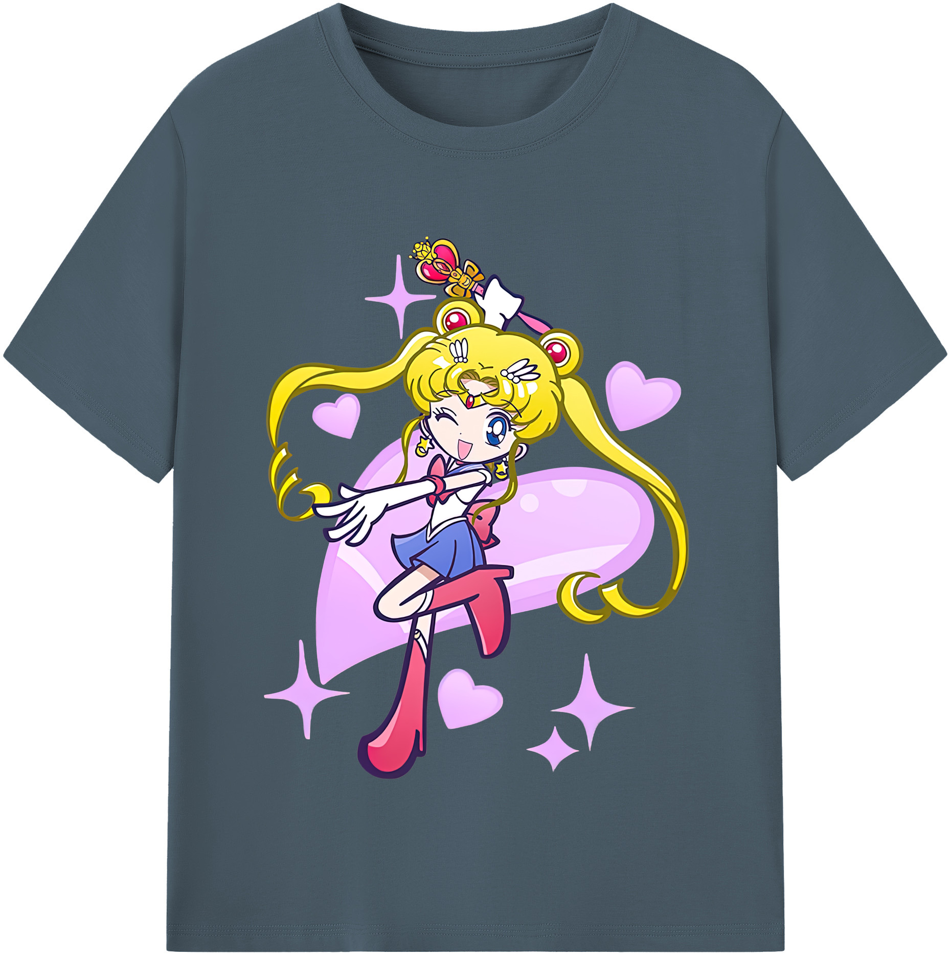 （画像用） 美少女戦士セーラームーン 月野 うさぎ つきの うさぎ Sailor Moon Tsukino Usagi 綿100％半袖Tシャツ（フロントプリント）